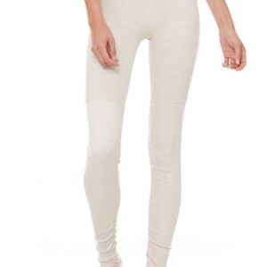 ALO Yoga Alosoft Bone Cream Goddess High-Waist Ribbed Leg Warmer Leggings